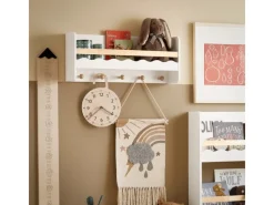 SoBuy Holzregale|Wandregale^Kindergarderobe mit Ablage Kinderregal Bücherregal Wandregal Weiß KMB78-W