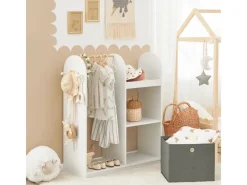 SoBuy Garderoben^Kinderkleiderschrank mit 3 Haken Kleiderständer mit Box KMB40-W
