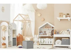 SoBuy Garderoben^Kinderkleiderschrank mit 3 Haken Kleiderständer mit Box KMB40-W