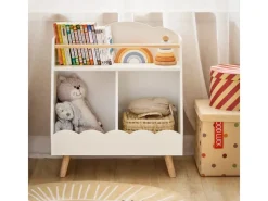 SoBuy Kinderregal mit 3 Fächern Bücherregal Aufbewahrungsregal Weiß KMB100-K-W