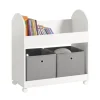 SoBuy Regal Weiß^Kinderregal mit 2 Stoffboxen Bücherregal Aufbewahrungsregal KMB53-W