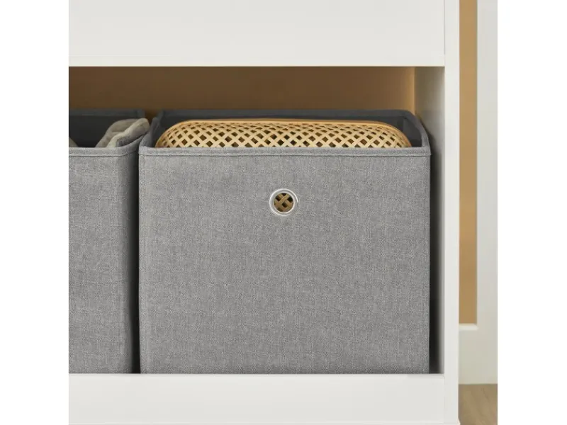 SoBuy Regal Weiß^Kinderregal mit 2 Stoffboxen Bücherregal Aufbewahrungsregal KMB53-W