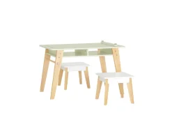 SoBuy Kindertisch mit 2 Stühlen Kindersitzgruppe mit Stauraum Maltisch KMB92-GR