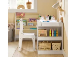 SoBuy Kindertisch mit 1 Stuhl Kindersitzgruppe Maltisch für Kinder KMB60-W