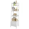 SoBuy Bücherregale^Leiterregal mit Ablagen und Schublade MDF Weiß FRG116-K-W