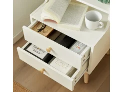 SoBuy Tische^Moderner Nachttisch mit 2 Schubladen Beistelltisch 43x81x36cm Weiß FBT100-W