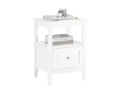 SoBuy Nachttisch Beistelltisch Sofatisch Nachtschrank Weiß FBT131-W