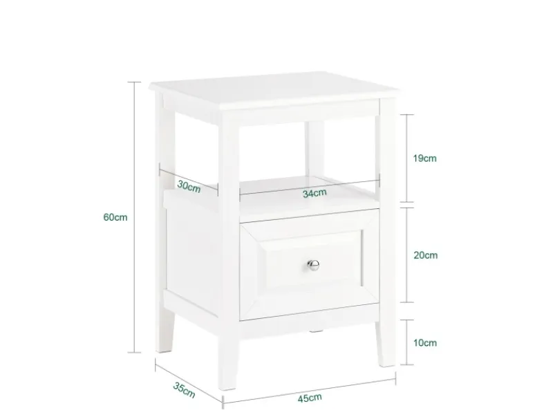SoBuy Nachttisch Beistelltisch Sofatisch Nachtschrank Weiß FBT131-W