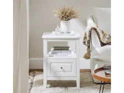 SoBuy Nachttisch Beistelltisch Sofatisch Nachtschrank Weiß FBT131-W