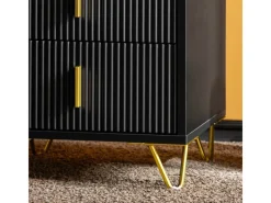 SoBuy Nachttisch mit 3 Schubladen Moderner Beistelltisch 40x63x40cm Schwarz FBT115-L-SCH