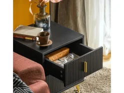 SoBuy Tische^Nachttisch mit 2 Schubladen Sofatisch Beistelltisch Schwarz FBT115-SCH