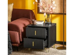 SoBuy Tische^Nachttisch mit 2 Schubladen Sofatisch Beistelltisch Schwarz FBT115-SCH