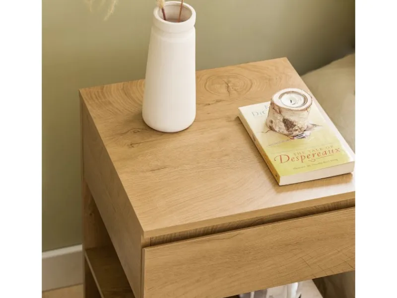 SoBuy Tische^Nachttisch mit Schublade und 2 Ablagen Beistelltisch 39x65x39cm Natur FBT49-N