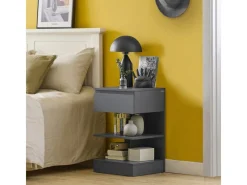 SoBuy Nachttisch mit Schublade und 2 Ablagen Beistelltisch 39x65x39cm Grau FBT49-HG