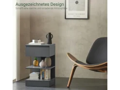 SoBuy Nachttisch mit Schublade und 2 Ablagen Beistelltisch 39x65x39cm Grau FBT49-HG