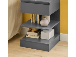 SoBuy Nachttisch mit Schublade und 2 Ablagen Beistelltisch 39x65x39cm Grau FBT49-HG