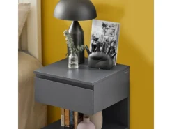 SoBuy Nachttisch mit Schublade und 2 Ablagen Beistelltisch 39x65x39cm Grau FBT49-HG