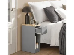 SoBuy Nachttisch mit Schublade Beistelltisch Nachtschrank Hellgrau FBT111-HG
