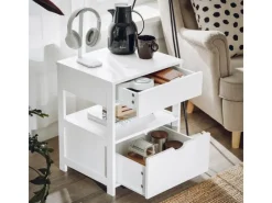 SoBuy Kommode^Nachttisch Nachtschrank mit 2 Schubladen Beistelltisch FRG258-II-W