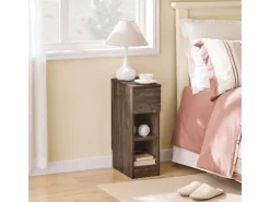 SoBuy Nachttisch Schmal Beistelltisch mit Schublade und 2 Ablage FBT111-SN