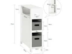 SoBuy Regal Weiß^Nischenregal mit 2 abnehmbaren Körben Holz Vlies Weiß BZR83-W