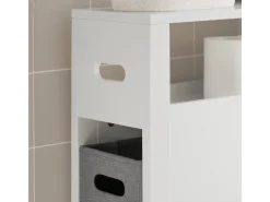 SoBuy Regal Weiß^Nischenregal mit 2 abnehmbaren Körben Holz Vlies Weiß BZR83-W