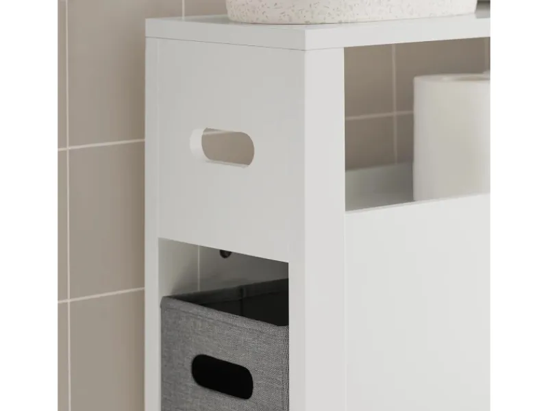 SoBuy Regal Weiß^Nischenregal mit 2 abnehmbaren Körben Holz Vlies Weiß BZR83-W