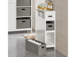 SoBuy Regal Weiß^Nischenregal mit 2 abnehmbaren Körben Holz Vlies Weiß BZR83-W