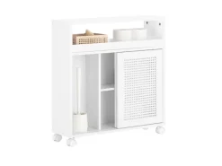 SoBuy Regal Weiß^Nischenregal Nischenschrank mit Rollen Küchenregal Rollwagen 20cm BZR119-W