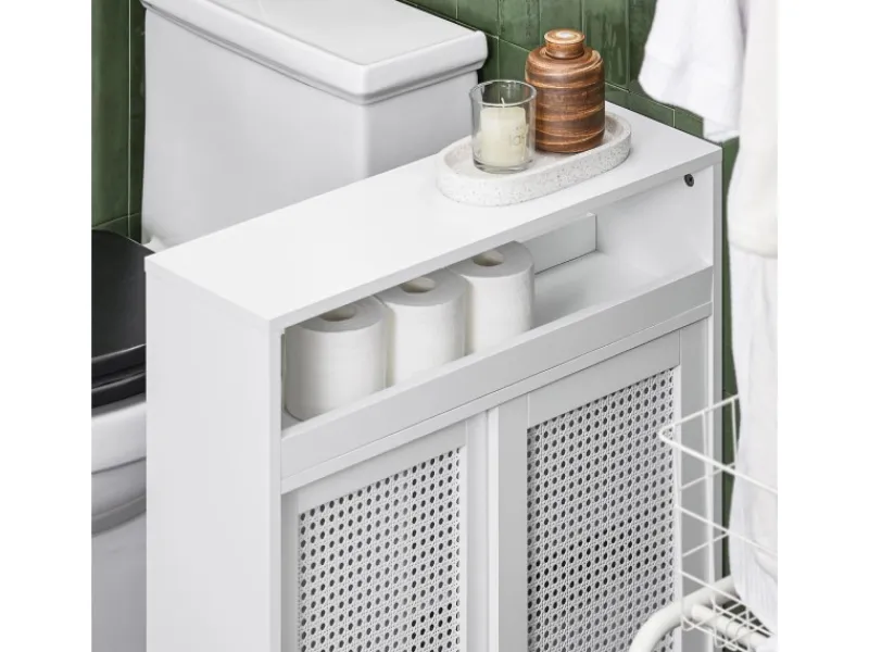 SoBuy Regal Weiß^Nischenregal Nischenschrank mit Rollen Küchenregal Rollwagen 20cm BZR119-W