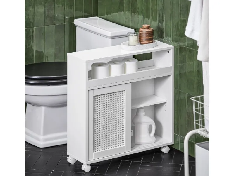 SoBuy Regal Weiß^Nischenregal Nischenschrank mit Rollen Küchenregal Rollwagen 20cm BZR119-W