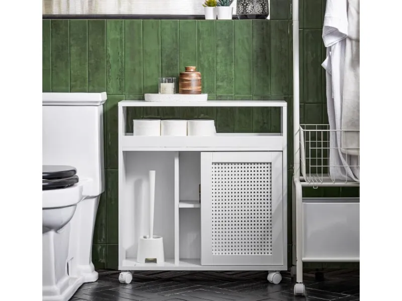 SoBuy Regal Weiß^Nischenregal Nischenschrank mit Rollen Küchenregal Rollwagen 20cm BZR119-W