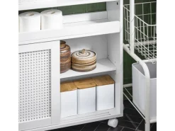 SoBuy Regal Weiß^Nischenregal Nischenschrank mit Rollen Küchenregal Rollwagen 20cm BZR119-W