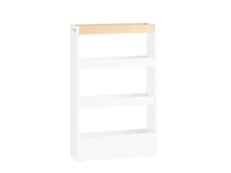 SoBuy Regal Weiß^Nischenwagen mit 4 Etagen Küchenregal Schmal Weiß 15x80x50cm NSR12-W