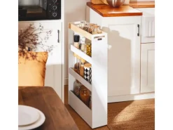 SoBuy Regal Weiß^Nischenwagen mit 4 Etagen Küchenregal Schmal Weiß 15x80x50cm NSR12-W