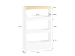 SoBuy Regal Weiß^Nischenwagen mit 4 Etagen Küchenregal Schmal Weiß 15x80x50cm NSR12-W