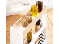 SoBuy Regal Weiß^Nischenwagen mit 4 Etagen Küchenregal Schmal Weiß 15x80x50cm NSR12-W