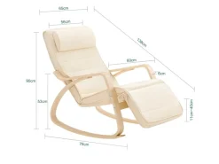 SoBuy Schaukelstuhl Schaukelsessel mit Verstellbarer Fußstütze FST16-W