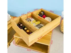 SoBuy Schubladenbox Aufbewahrungsbox Schreibtischorganizer 30x12x42cm Bambus FRG83-N