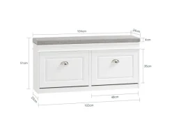 SoBuy Sitzbänke^Schuhbank mit 2 Klappen Schuhkipper Weiß MDF 104cm FSR64-W
