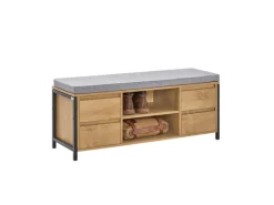 SoBuy Schuhbank mit 4 Schubladen und 2 Fächern MDF PB Natur Schwarz FSR149-N