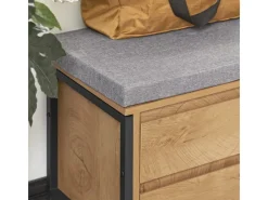 SoBuy Schuhbank mit 4 Schubladen und 2 Fächern MDF PB Natur Schwarz FSR149-N