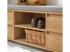 SoBuy Schuhbank mit 4 Schubladen und 2 Fächern MDF PB Natur Schwarz FSR149-N