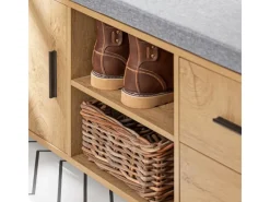 SoBuy Sitzbänke^Schuhbank mit 2 Schubladen und 4 Fächern MDF PB Natur FSR148-N