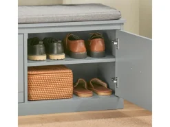 SoBuy Sitzbänke^Schuhbank mit Sitzfläche und 4 Fächern MDF Grau FSR131-HG