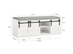 SoBuy Regal Weiß^Schuhbank mit Sitzfläche und Schiebetüren MDF Weiß FSR133-W