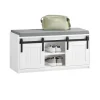 SoBuy Schuhbank mit Sitzfläche Sitzbank mit Stauraum Schuhregal 90x46x35cm Weiß FSR133-K-W