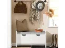 SoBuy Regal Weiß|Sitzbänke^Schuhbank mit Sitzfläche Sitzbank aus MDF 91x51x30cm Weiß-Grau FSR63-II-W