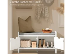 SoBuy Regal Weiß|Sitzbänke^Schuhbank mit Sitzfläche Sitzbank aus MDF 91x51x30cm Weiß-Grau FSR63-II-W
