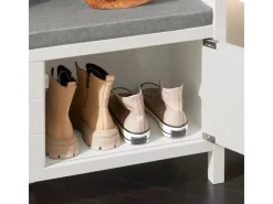 SoBuy Regal Weiß|Sitzbänke^Schuhbank mit Sitzfläche Sitzbank aus MDF 91x51x30cm Weiß-Grau FSR63-II-W